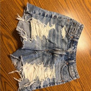 American Eagle Outfitters Blue Distressed Jean Shorts